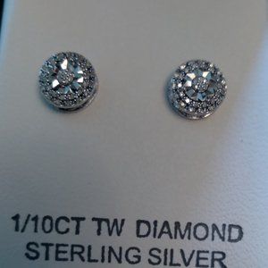 NIB 2/$50 sterling silver diamond earrings. 1/10 CT. Great gift!!
